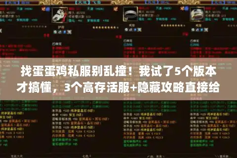 找蛋蛋鸡私服别乱撞!我试了5个版本才搞懂,3个高存活服+隐藏攻略直接给 找蛋蛋鸡私服别乱撞!我试了5个版本才搞懂,3个高存活服+隐藏攻略直接给