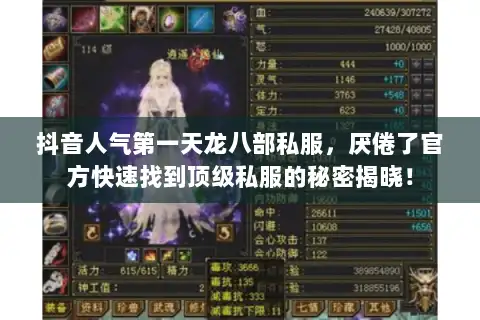 抖音人气第一天龙八部私服，厌倦了官方快速找到顶级私服的秘密揭晓！