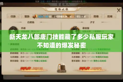 新天龙八部唐门技能藏了多少私服玩家不知道的爆发秘密