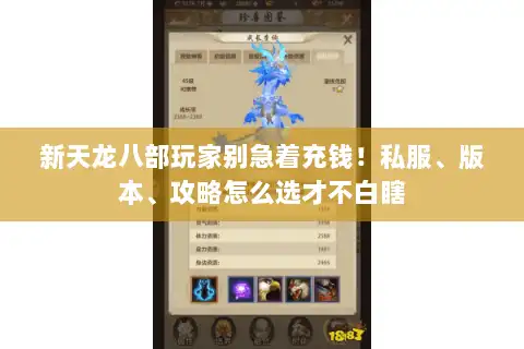 新天龙八部玩家别急着充钱！私服、版本、攻略怎么选才不白瞎