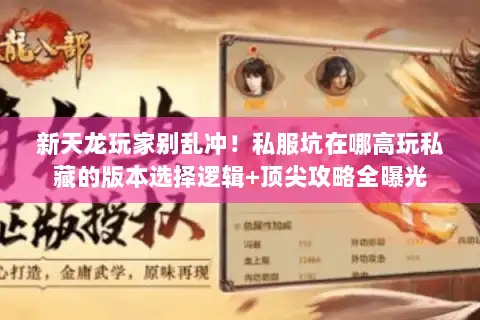 新天龙玩家别乱冲！私服坑在哪高玩私藏的版本选择逻辑+顶尖攻略全曝光