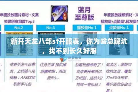 新开天龙八部sf开服表，你为啥总踩坑，找不到长久好服