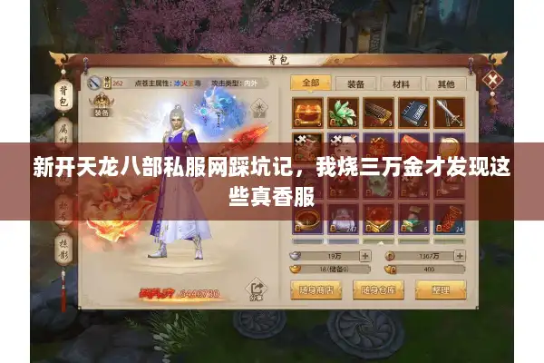 新开天龙八部私服网踩坑记，我烧三万金才发现这些真香服