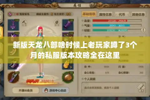新版天龙八部啥时候上老玩家蹲了3个月的私服版本攻略全在这里