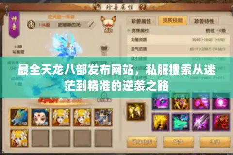 最全天龙八部发布网站，私服搜索从迷茫到精准的逆袭之路
