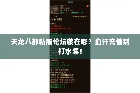 天龙八部私服论坛藏在哪?血汗充值别打水漂! 天龙八部私服论坛藏在哪?血汗充值别打水漂!