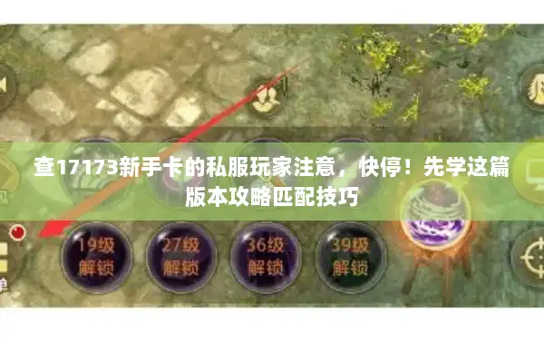 查17173新手卡的私服玩家注意，快停！先学这篇版本攻略匹配技巧
