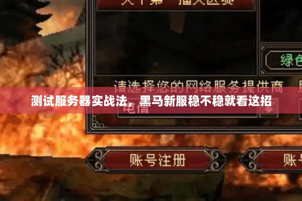 测试服务器实战法，黑马新服稳不稳就看这招