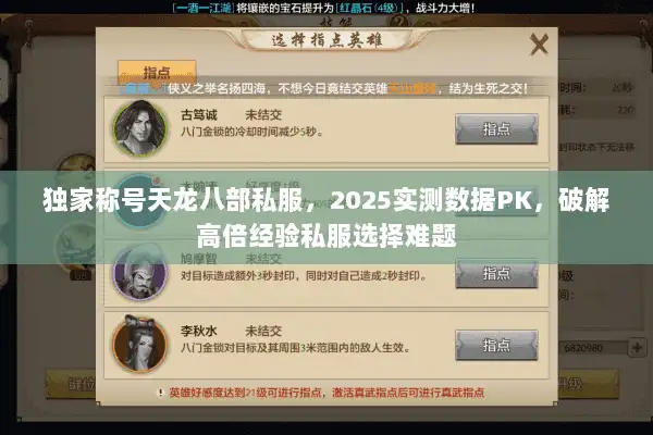独家称号天龙八部私服，2025实测数据PK，破解高倍经验私服选择难题