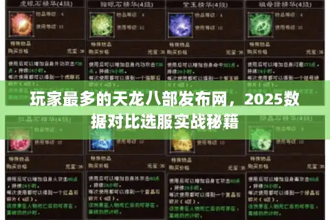 玩家最多的天龙八部发布网，2025数据对比选服实战秘籍