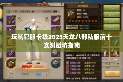 玩腻官服卡级2025天龙八部私服前十实测避坑指南 玩腻官服卡级2025天龙八部私服前十实测避坑指南