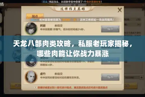 天龙八部肉类攻略，私服老玩家揭秘，哪些肉能让你战力暴涨