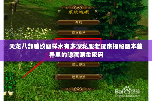 天龙八部雕纹图样水有多深私服老玩家揭秘版本差异里的隐藏赚金密码 天龙八部雕纹图样水有多深私服老玩家揭秘版本差异里的隐藏赚金密码