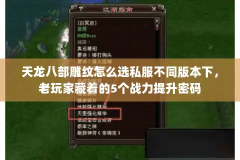 天龙八部雕纹怎么选私服不同版本下，老玩家藏着的5个战力提升密码