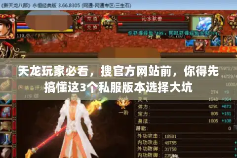 天龙玩家必看，搜官方网站前，你得先搞懂这3个私服版本选择大坑