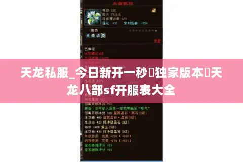天龙私服_今日新开一秒▷独家版本◁天龙八部sf开服表大全
