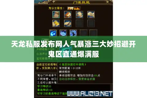 天龙私服发布网人气暴涨三大妙招避开鬼区直通爆满服