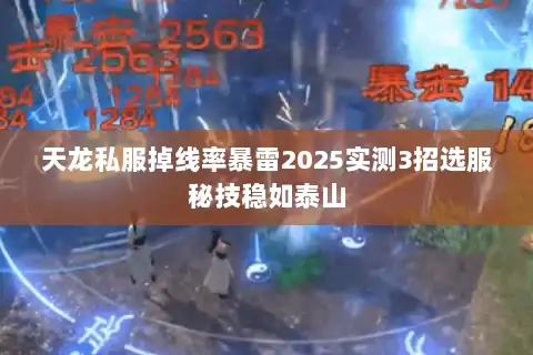 天龙私服掉线率暴雷2025实测3招选服秘技稳如泰山 天龙私服掉线率暴雷2025实测3招选服秘技稳如泰山