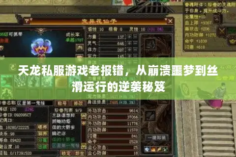 天龙私服游戏老报错，从崩溃噩梦到丝滑运行的逆袭秘笈