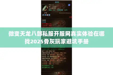 微变天龙八部私服开服网真实体验在哪找2025骨灰玩家避坑手册