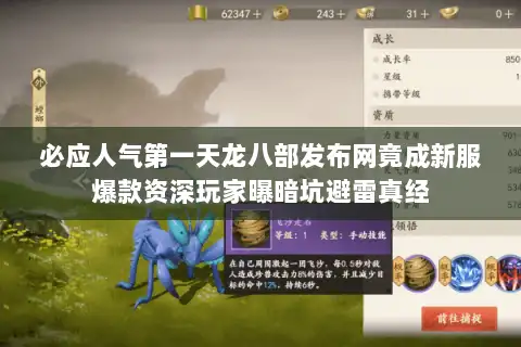 必应人气第一天龙八部发布网竟成新服爆款资深玩家曝暗坑避雷真经