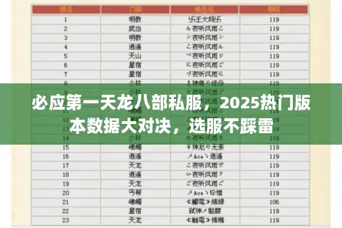 必应第一天龙八部私服，2025热门版本数据大对决，选服不踩雷