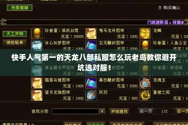 快手人气第一的天龙八部私服怎么玩老鸟教你避开坑选对服！