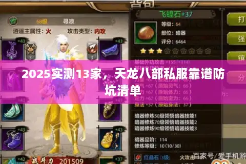 2025实测13家，天龙八部私服靠谱防坑清单