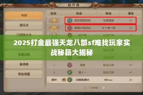 2025打金最强天龙八部sf难找玩家实战秘籍大揭秘