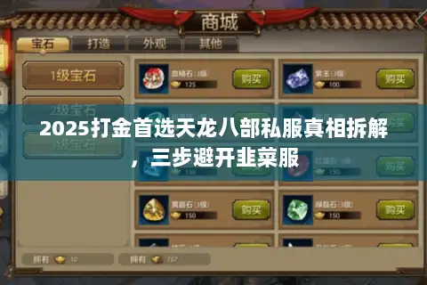 2025打金首选天龙八部私服真相拆解,三步避开韭菜服 2025打金首选天龙八部私服真相拆解,三步避开韭菜服