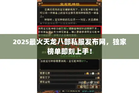 2025最火天龙八部私服发布网，独家榜单即刻上手！