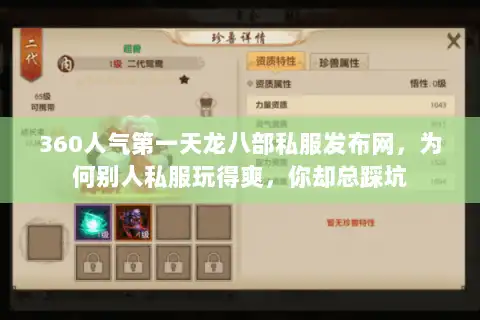 360人气第一天龙八部私服发布网，为何别人私服玩得爽，你却总踩坑