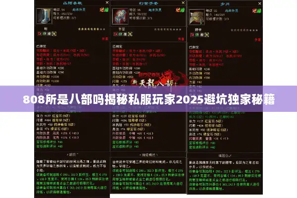 808所是八部吗揭秘私服玩家2025避坑独家秘籍