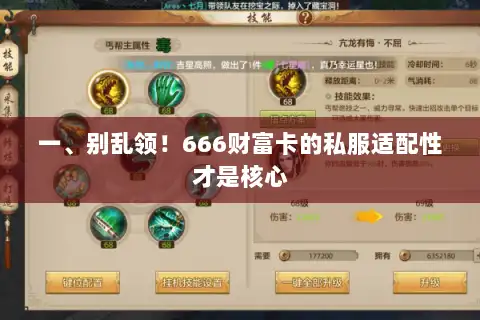 一、别乱领！666财富卡的私服适配性才是核心