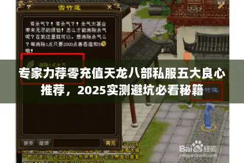 专家力荐零充值天龙八部私服五大良心推荐，2025实测避坑必看秘籍