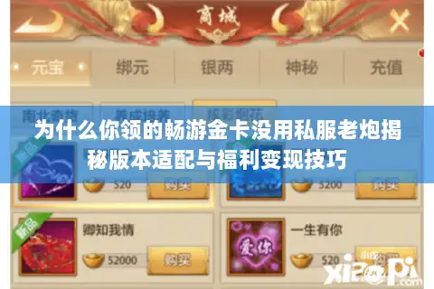 为什么你领的畅游金卡没用私服老炮揭秘版本适配与福利变现技巧 为什么你领的畅游金卡没用私服老炮揭秘版本适配与福利变现技巧