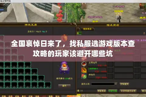 全国哀悼日来了，找私服选游戏版本查攻略的玩家该避开哪些坑
