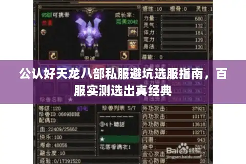 公认好天龙八部私服避坑选服指南，百服实测选出真经典