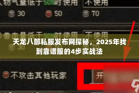 天龙八部私服发布网探秘，2025年找到靠谱服的4步实战法