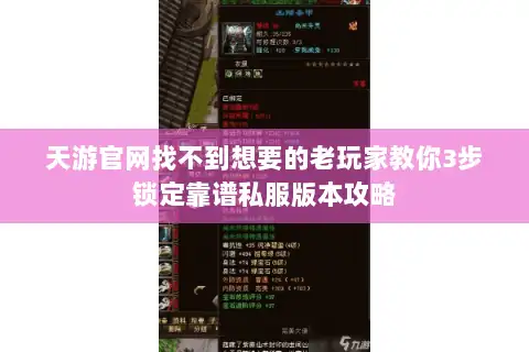 天游官网找不到想要的老玩家教你3步锁定靠谱私服版本攻略