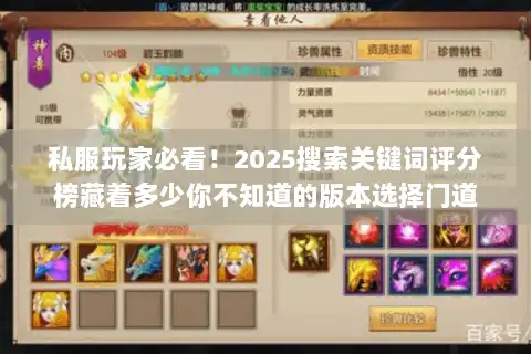 私服玩家必看!2025搜索关键词评分榜藏着多少你不知道的版本选择门道 私服玩家必看!2025搜索关键词评分榜藏着多少你不知道的版本选择门道