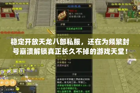 稳定开放天龙八部私服，还在为频繁封号崩溃解锁真正长久不掉的游戏天堂！