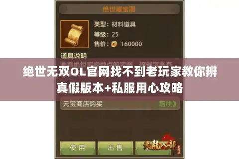 绝世无双OL官网找不到老玩家教你辨真假版本+私服用心攻略