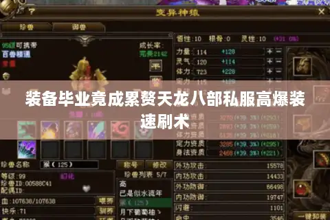 装备毕业竟成累赘天龙八部私服高爆装速刷术