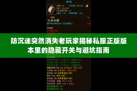 防沉迷突然消失老玩家揭秘私服正版版本里的隐藏开关与避坑指南 防沉迷突然消失老玩家揭秘私服正版版本里的隐藏开关与避坑指南