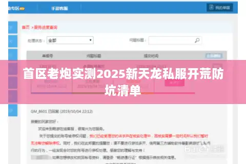 首区老炮实测2025新天龙私服开荒防坑清单