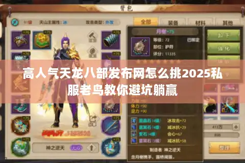 高人气天龙八部发布网怎么挑2025私服老鸟教你避坑躺赢 高人气天龙八部发布网怎么挑2025私服老鸟教你避坑躺赢