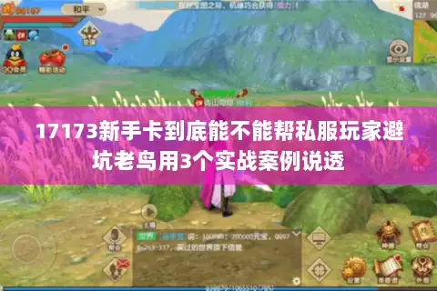 17173新手卡到底能不能帮私服玩家避坑老鸟用3个实战案例说透