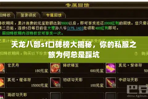 天龙八部sf口碑榜大揭秘,你的私服之旅为何总是踩坑 天龙八部sf口碑榜大揭秘,你的私服之旅为何总是踩坑