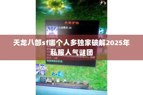 天龙八部sf哪个人多独家破解2025年私服人气谜团 天龙八部sf哪个人多独家破解2025年私服人气谜团